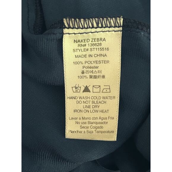 Naked Zebra Sleeveless V-Neck Front Neck Tie Navy Blue Top Small - Picture 6 of 6